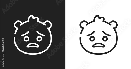 Pouting emoji icon. Linear black, white icon from emoji collection. Outline pouting emoji vector. Thin line symbol isolated on white and black background
