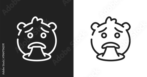 Puking emoji icon. Linear black, white icon from emoji collection. Outline puking emoji vector. Thin line symbol isolated on white and black background