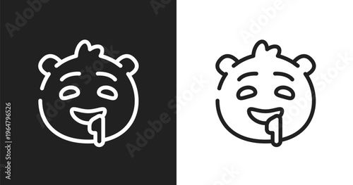 Drool emoji icon. Linear black, white icon from emoji collection. Outline drool emoji vector. Thin line symbol isolated on white and black background
