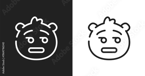 Dissapointment emoji icon. Linear black, white icon from emoji collection. Outline dissapointment emoji vector. Thin line symbol isolated on white and black background