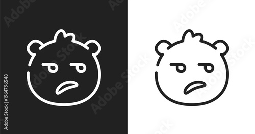 Disappointed emoji icon. Linear black, white icon from emoji collection. Outline disappointed emoji vector. Thin line symbol isolated on white and black background