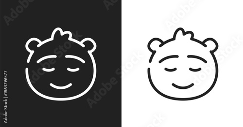 Calm emoji icon. Linear black, white icon from emoji collection. Outline calm emoji vector. Thin line symbol isolated on white and black background