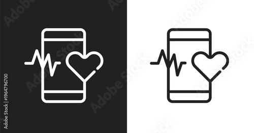 Medical app icon. Linear black, white icon from healthy life collection. Outline medical app vector. Thin line symbol isolated on white and black background