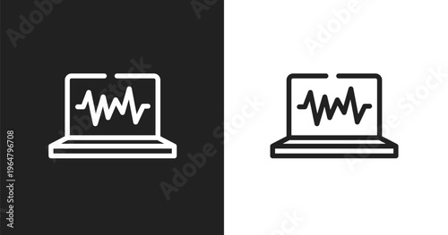Electrocardiogram icon. Linear black, white icon from chemistry collection. Outline electrocardiogram vector. Thin line symbol isolated on white and black background