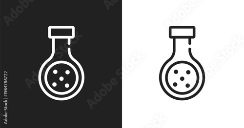 Chemical reaction icon. Linear black, white icon from chemistry collection. Outline chemical reaction vector. Thin line symbol isolated on white and black background