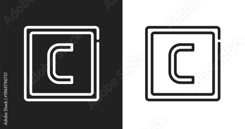 Carbon icon. Linear black, white icon from biochemistry collection. Outline carbon vector. Thin line symbol isolated on white and black background