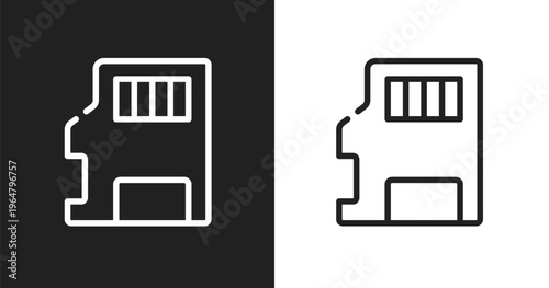 Sd icon. Linear black, white icon from news and journal collection. Outline sd vector. Thin line symbol isolated on white and black background