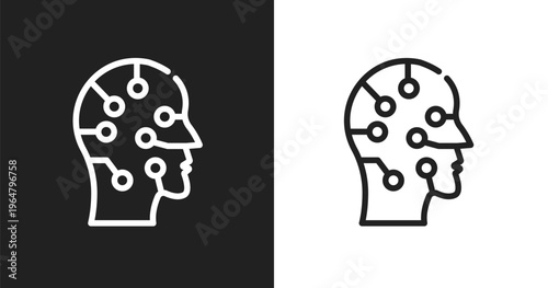 Artificial icon. Linear black, white icon from biochemistry collection. Outline artificial vector. Thin line symbol isolated on white and black background