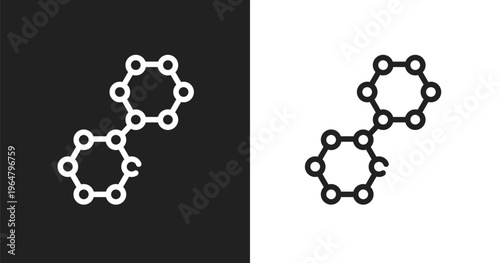 Nano technology icon. Linear black, white icon from biochemistry collection. Outline nano technology vector. Thin line symbol isolated on white and black background