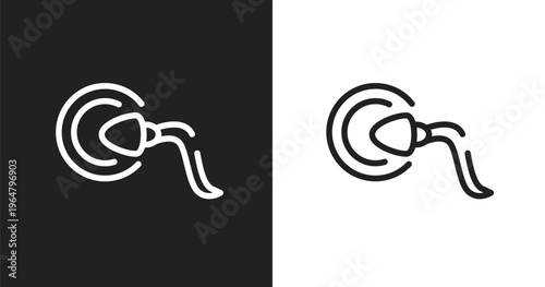 Fertilization icon. Linear black, white icon from biology technology collection. Outline fertilization vector. Thin line symbol isolated on white and black background