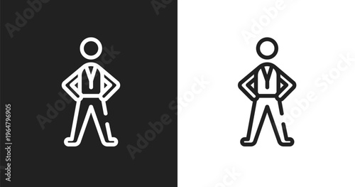 Pe teacher icon. Linear black, white icon from teacher collection. Outline pe teacher vector. Thin line symbol isolated on white and black background