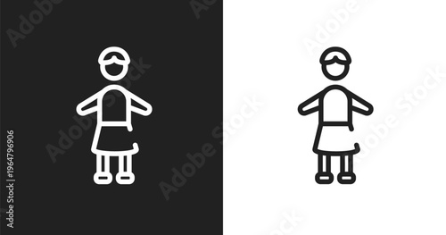 Headmistress icon. Linear black, white icon from teacher collection. Outline headmistress vector. Thin line symbol isolated on white and black background