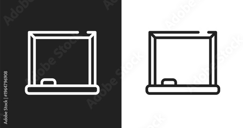 Drawing board icon. Linear black, white icon from college collection. Outline drawing board vector. Thin line symbol isolated on white and black background