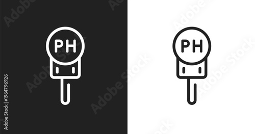 Ph icon. Linear black, white icon from laboratory collection. Outline ph vector. Thin line symbol isolated on white and black background