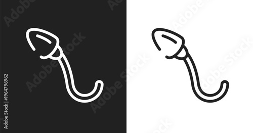 Spermatozoon icon. Linear black, white icon from science collection. Outline spermatozoon vector. Thin line symbol isolated on white and black background
