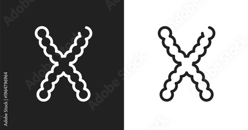 Chromosomes icon. Linear black, white icon from biology collection. Outline chromosomes vector. Thin line symbol isolated on white and black background