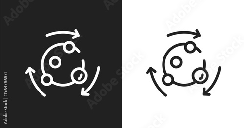 Metabolism icon. Linear black, white icon from biology collection. Outline metabolism vector. Thin line symbol isolated on white and black background