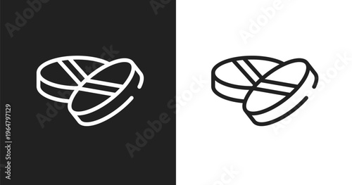 Drugs icon. Linear black, white icon from laboratory collection. Outline drugs vector. Thin line symbol isolated on white and black background