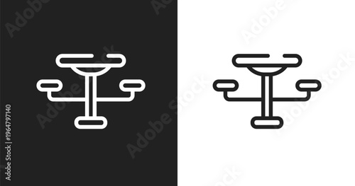 Outdoor table icon. Linear black, white icon from college collection. Outline outdoor table vector. Thin line symbol isolated on white and black background