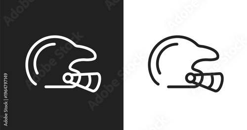 Baseball helmet icon. Linear black, white icon from college collection. Outline baseball helmet vector. Thin line symbol isolated on white and black background