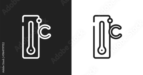 Celsius icon. Linear black, white icon from laboratory collection. Outline celsius vector. Thin line symbol isolated on white and black background