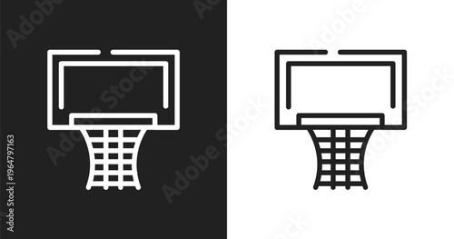 Basketball equipment icon. Linear black, white icon from sports collection. Outline basketball equipment vector. Thin line symbol isolated on white and black background