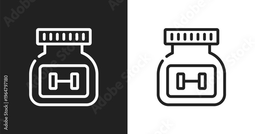 Supplement icon. Linear black, white icon from sports collection. Outline supplement vector. Thin line symbol isolated on white and black background