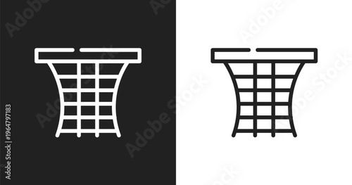 Basketball gear icon. Linear black, white icon from sports collection. Outline basketball gear vector. Thin line symbol isolated on white and black background