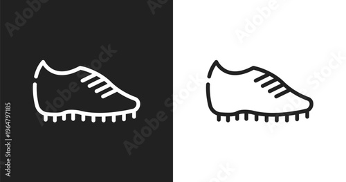 Football boots icon. Linear black, white icon from sports collection. Outline football boots vector. Thin line symbol isolated on white and black background