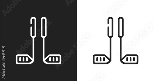 Golf equipment icon. Linear black, white icon from sports collection. Outline golf equipment vector. Thin line symbol isolated on white and black background
