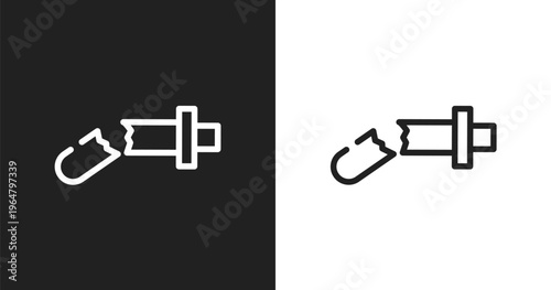 Damaged icon. Linear black, white icon from driving school collection. Outline damaged vector. Thin line symbol isolated on white and black background