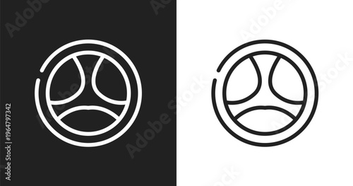 Driving icon. Linear black, white icon from driving school collection. Outline driving vector. Thin line symbol isolated on white and black background