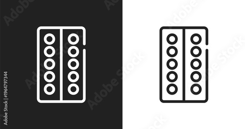 Blister icon. Linear black, white icon from chemistry collection. Outline blister vector. Thin line symbol isolated on white and black background
