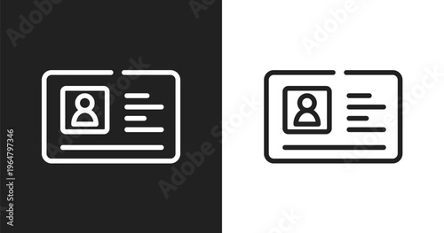 Driving license icon. Linear black, white icon from driving school collection. Outline driving license vector. Thin line symbol isolated on white and black background