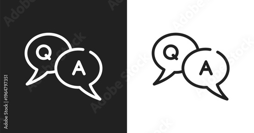Qa icon. Linear black, white icon from learning collection. Outline qa vector. Thin line symbol isolated on white and black background