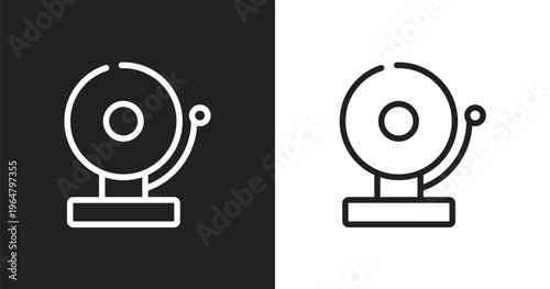 School bell icon. Linear black, white icon from back to school collection. Outline school bell vector. Thin line symbol isolated on white and black background
