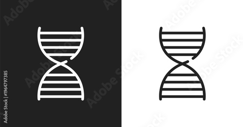 Dna structure icon. Linear black, white icon from back to school collection. Outline dna structure vector. Thin line symbol isolated on white and black background