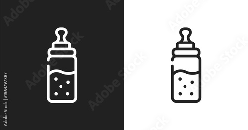 Feeder icon. Linear black, white icon from kindergarten collection. Outline feeder vector. Thin line symbol isolated on white and black background