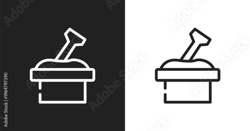 Sandbox icon. Linear black, white icon from kindergarten collection. Outline sandbox vector. Thin line symbol isolated on white and black background