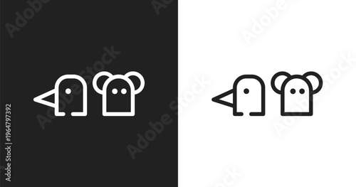 Hand puppet icon. Linear black, white icon from kindergarten collection. Outline hand puppet vector. Thin line symbol isolated on white and black background