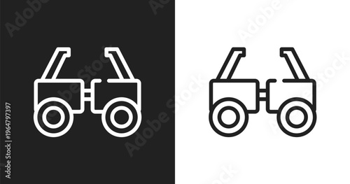 Testing glasses icon. Linear black, white icon from test collection. Outline testing glasses vector. Thin line symbol isolated on white and black background