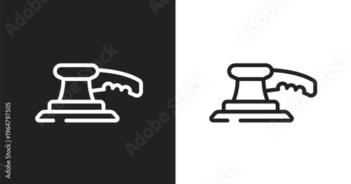Sanding machine icon. Linear black, white icon from building collection. Outline sanding machine vector. Thin line symbol isolated on white and black background