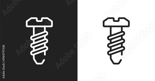 Bolts icon. Linear black, white icon from building collection. Outline bolts vector. Thin line symbol isolated on white and black background