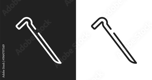 Crowbar icon. Linear black, white icon from tools collection. Outline crowbar vector. Thin line symbol isolated on white and black background