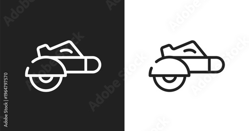 Electric saw icon. Linear black, white icon from tools collection. Outline electric saw vector. Thin line symbol isolated on white and black background