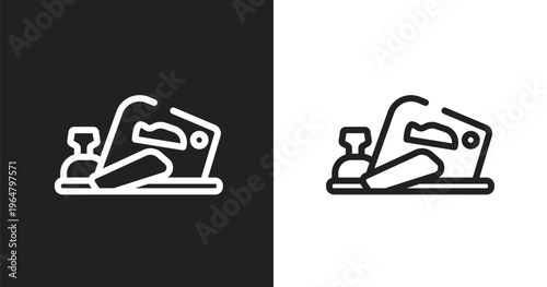 Planer icon. Linear black, white icon from construction tools collection. Outline planer vector. Thin line symbol isolated on white and black background