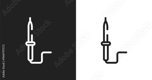 Solder icon. Linear black, white icon from construction tools collection. Outline solder vector. Thin line symbol isolated on white and black background