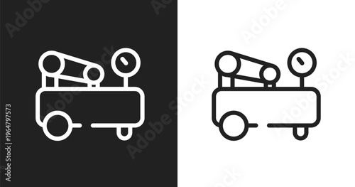 Air compressor icon. Linear black, white icon from construction tools collection. Outline air compressor vector. Thin line symbol isolated on white and black background