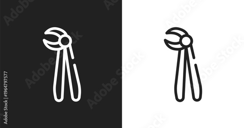 Forceps icon. Linear black, white icon from tools collection. Outline forceps vector. Thin line symbol isolated on white and black background
