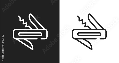 Jackknife icon. Linear black, white icon from construction elements collection. Outline jackknife vector. Thin line symbol isolated on white and black background